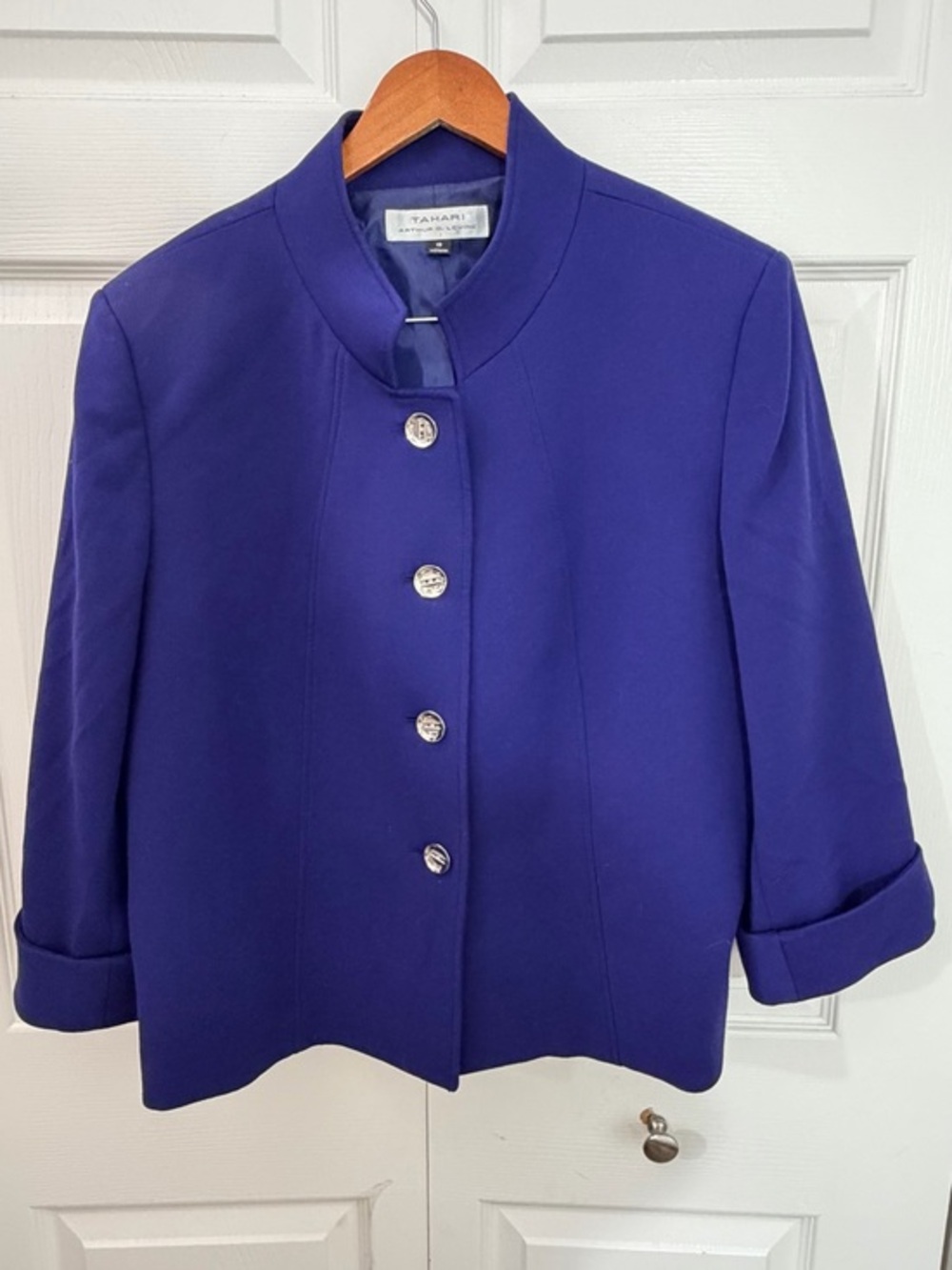 Tahari Arthur S Levine Womens Size 18 Dark Indigo Blue Purple Stretch Blazer